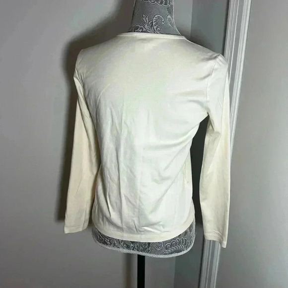 L.L. Bean Pima cotton button up cardigan top. Cream. Sz: XS. Soft. Long sleeve. - Picture 4 of 10